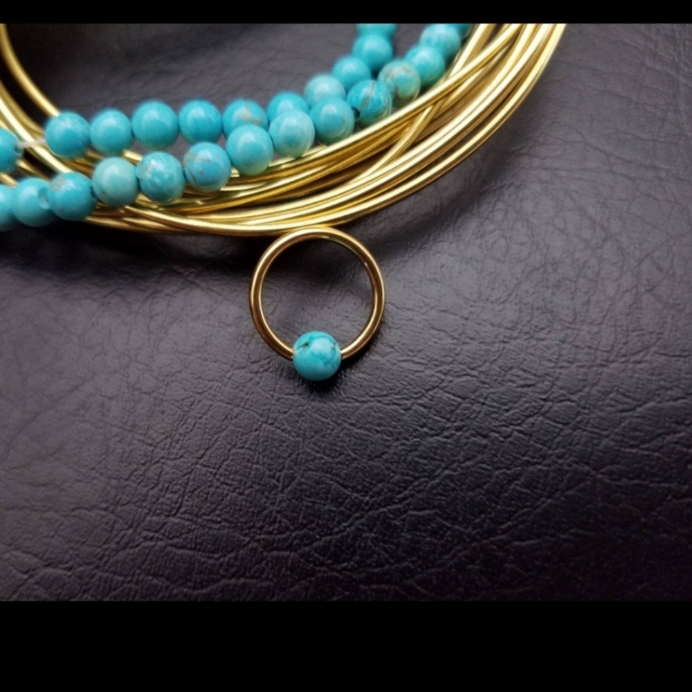 14k Solid Gold captive bead hoop earring